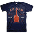 Eminem Unisex T-Shirt: Detroit Finger (Navy Blue)