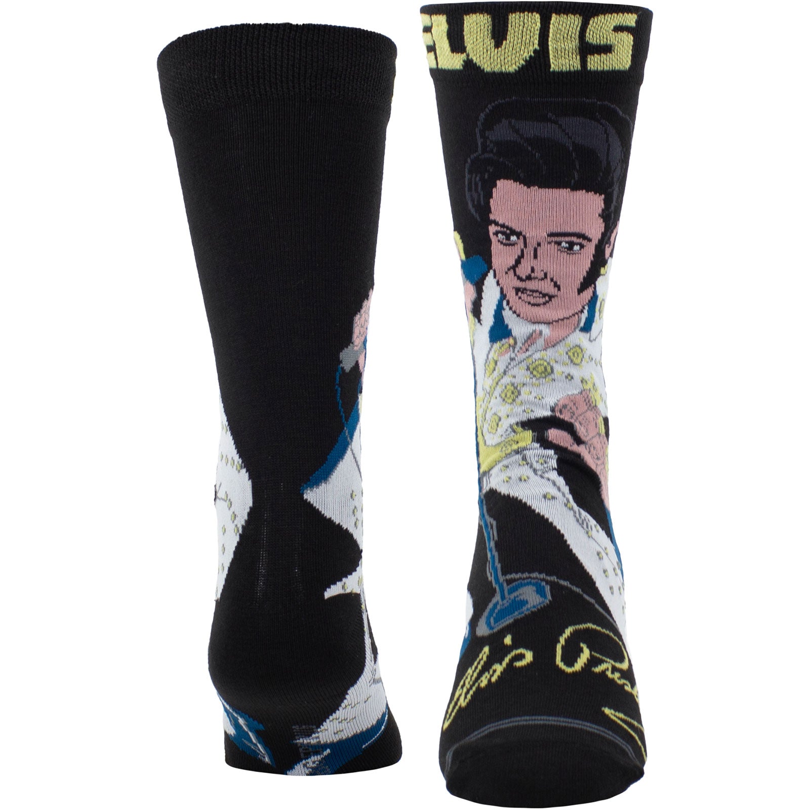 Elvis Presley Unisex Crew Socks: Cartoon (Black)  (UK Size 6.5 - 11)