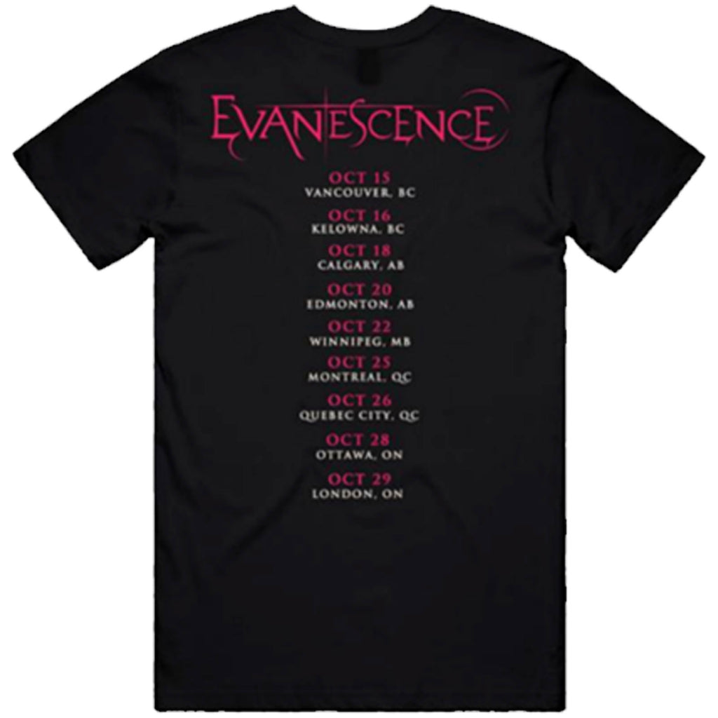 Evanescence Unisex T-Shirt: Canada Tour '24 Photo (Black) (Back Print)