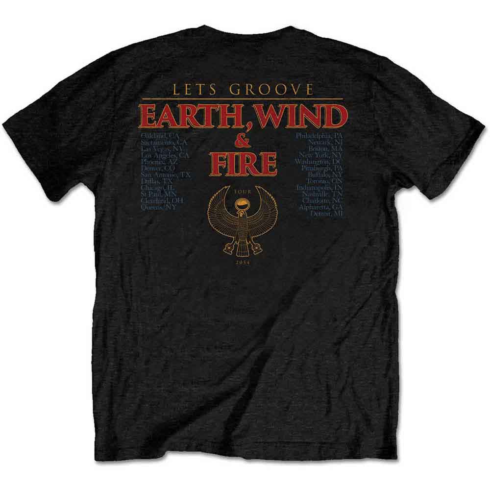 Earth Wind & Fire Unisex T-Shirt: Let's Groove (Black) (Back Print)