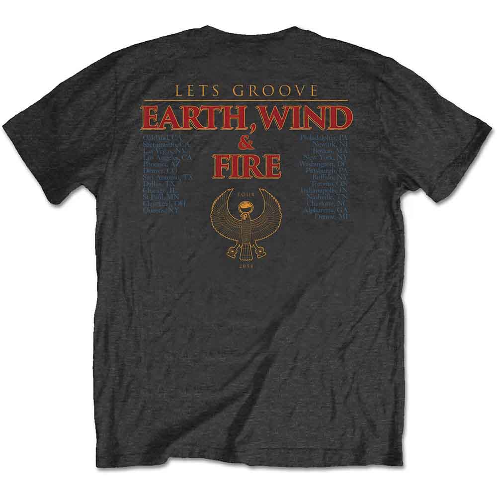 Earth Wind & Fire Unisex T-Shirt: Let's Groove (Charcoal Grey) (Back Print)