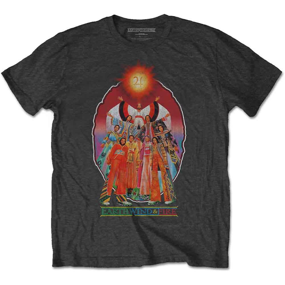 Earth Wind & Fire Unisex T-Shirt: Let's Groove (Charcoal Grey) (Back Print)