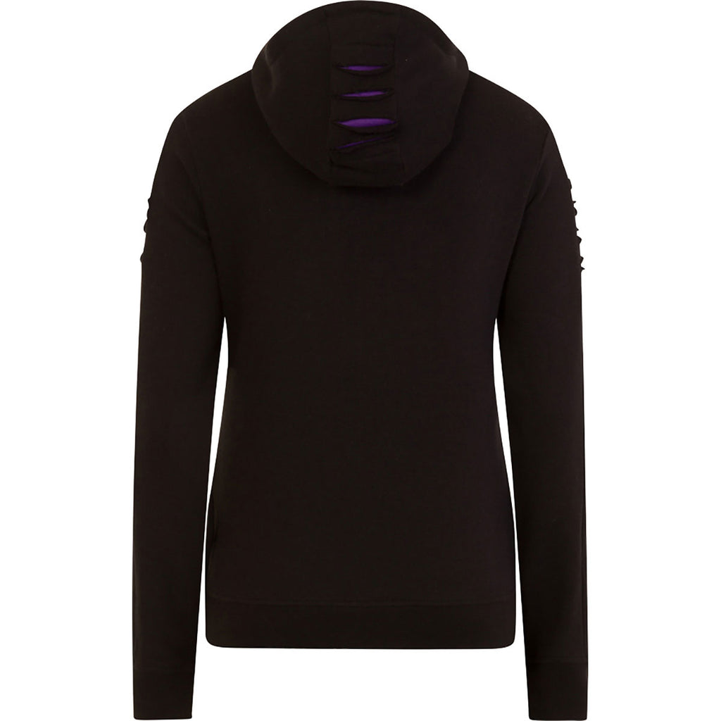Spiral Ladies Ripped Pullover Hoodie: Bright Eyes (Black & Purple)