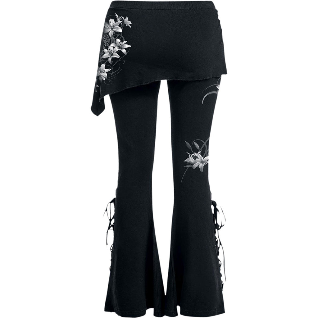 Spiral Ladies Boot Cut Leggings with Micro Skirt: Pure Of Heart (Black) (Back Print)