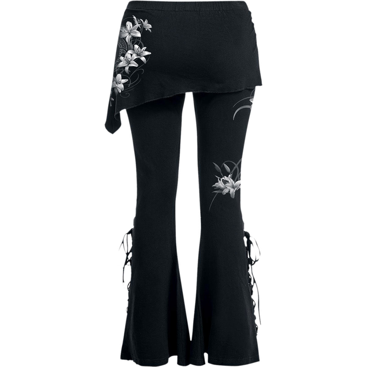 Spiral Ladies Boot Cut Leggings with Micro Skirt: Pure Of Heart (Black) (Back Print)