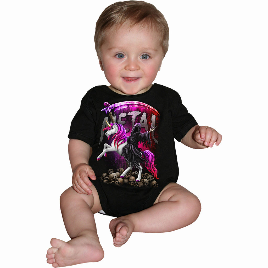 Spiral Kids Baby Grow: Metallicorn (Black)