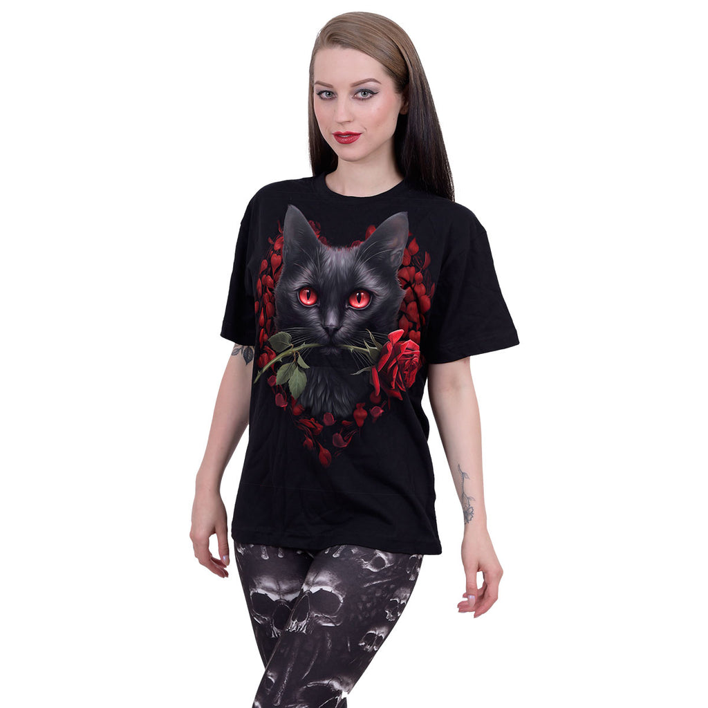 Spiral Unisex T-Shirt: Cat's Love (Black)