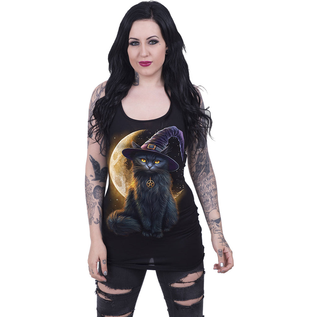 Spiral Ladies Vest T-Shirt: Familiar Magic (Black)