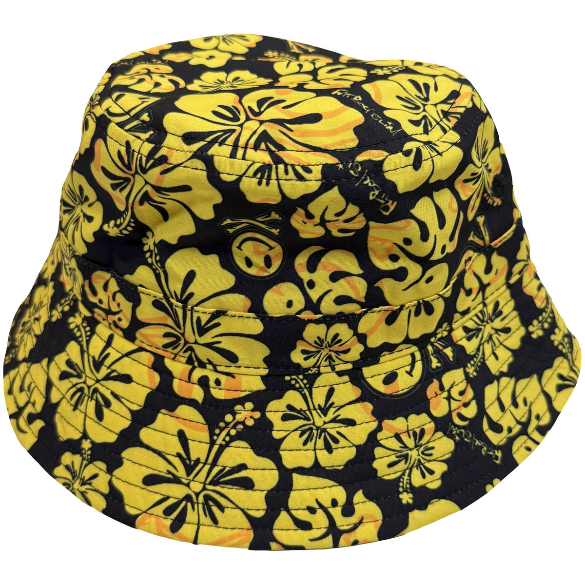 Fatboy Slim Unisex Bucket Hat: Hawaiian Pattern (Black) (All Over Print)
