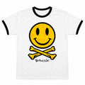 Fatboy Slim Unisex Ringer T-Shirt: Hawaiian Happy Face (White) (Back Print)