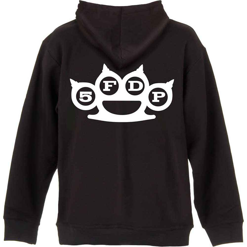 Five Finger Death Punch Unisex Zipped Hoodie: Knuckles (Black) (Back Print)