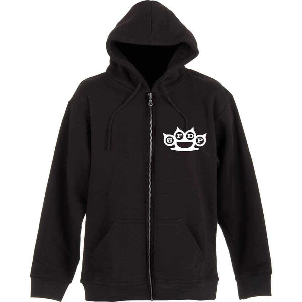 Five Finger Death Punch Unisex Zipped Hoodie: Knuckles (Black) (Back Print)