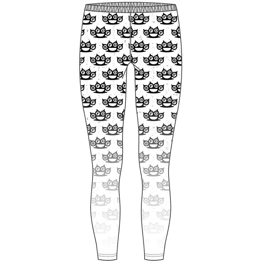 Five Finger Death Punch Ladies Fashion Leggings: Knuckleduster (Black & White) (LOS)