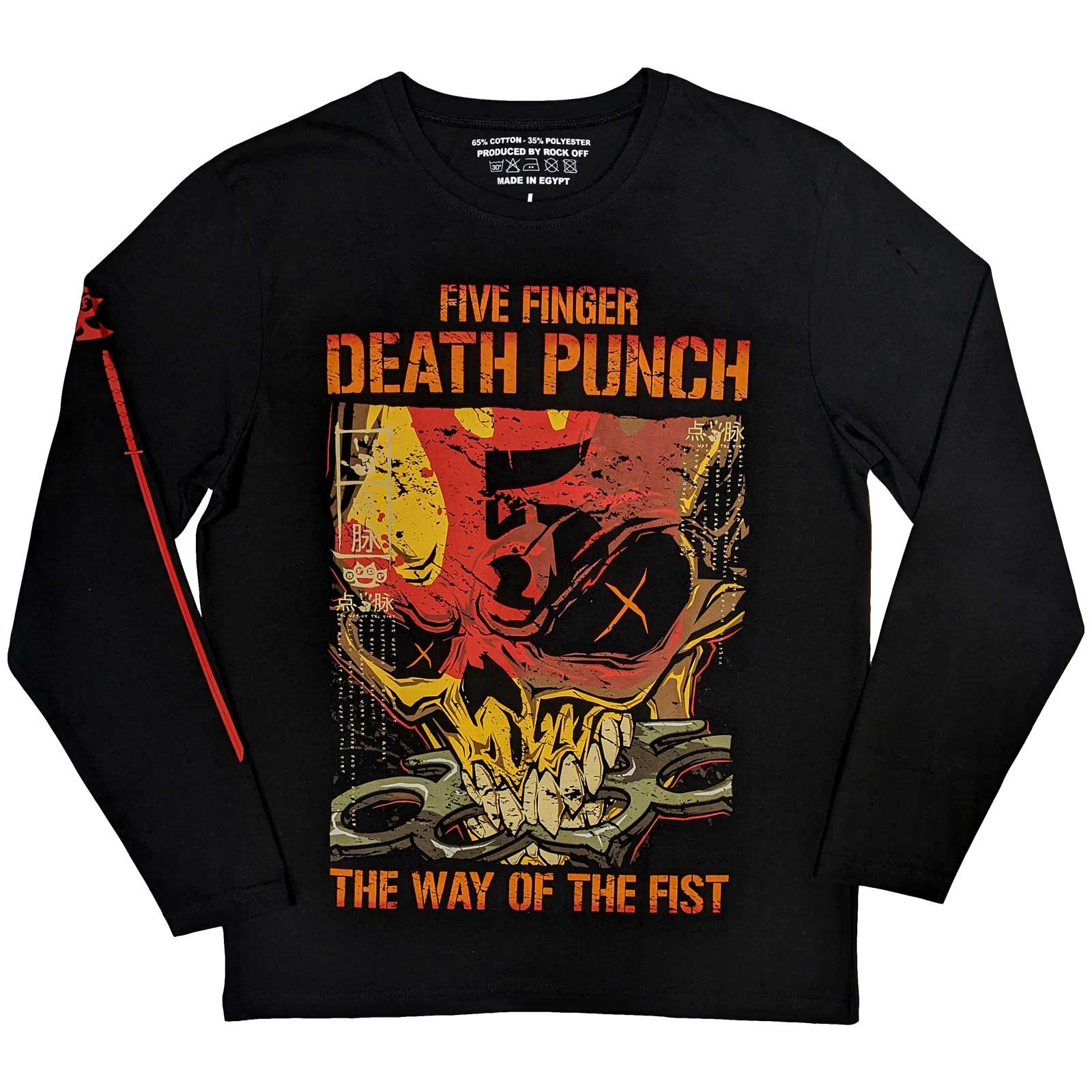 Five Finger Death Punch Unisex Long Sleeve T-Shirt: The Way Of The Fist (Black) (Back & Sleeve Print)