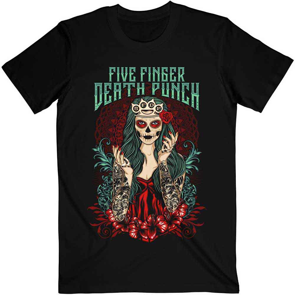 Five Finger Death Punch Unisex T-Shirt: Lady Muerta (Black)