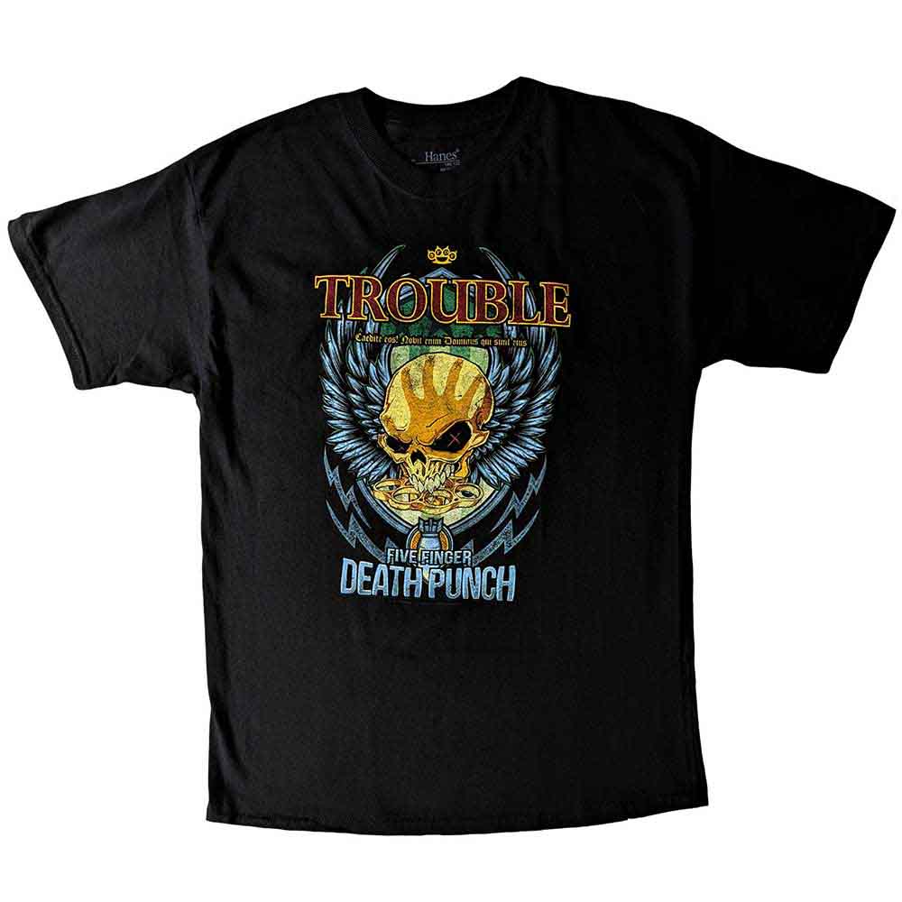 Five Finger Death Punch Kids T-Shirt: Trouble (Black)