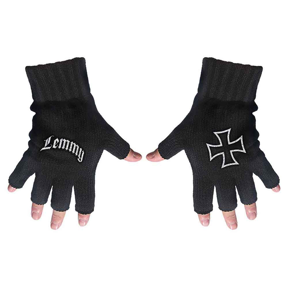 Lemmy Unisex Fingerless Gloves: Logo & Iron Cross (Black)