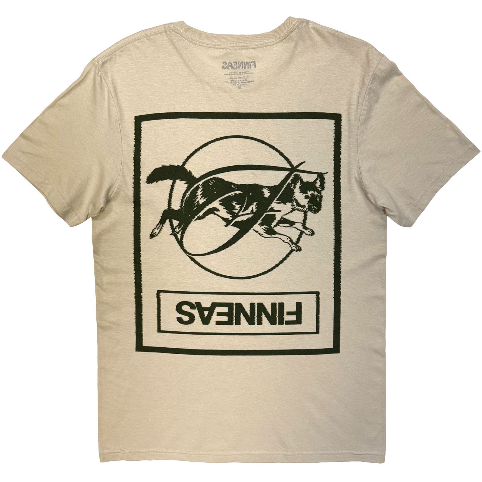 Finneas Unisex T-Shirt: Dog F&B (Sand) (Back Print)