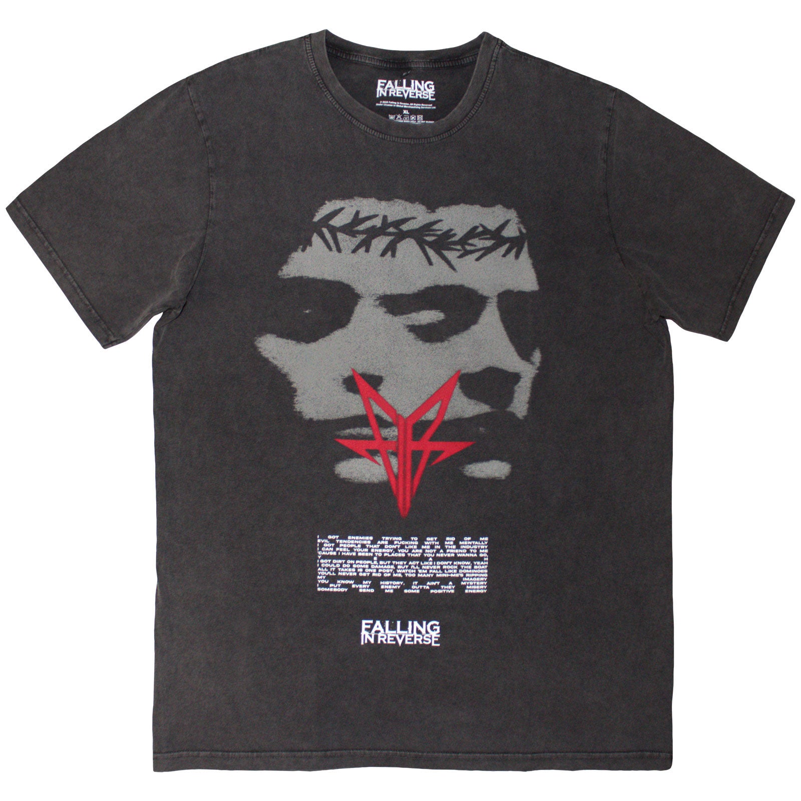 Falling In Reverse Unisex Stone Wash T-Shirt: Blur (Charcoal Grey)