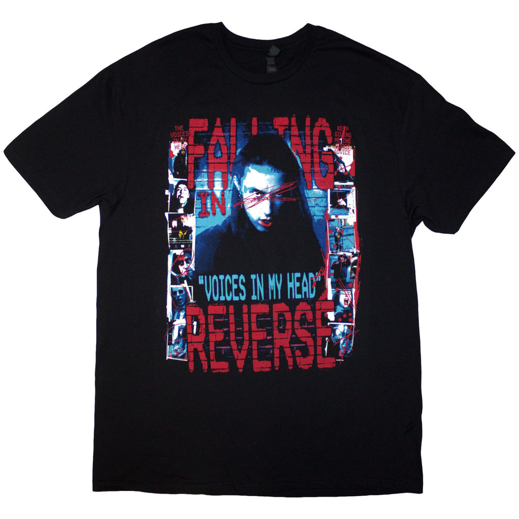 Falling In Reverse Unisex T-Shirt: Voice Collage (Black) (Back Print)