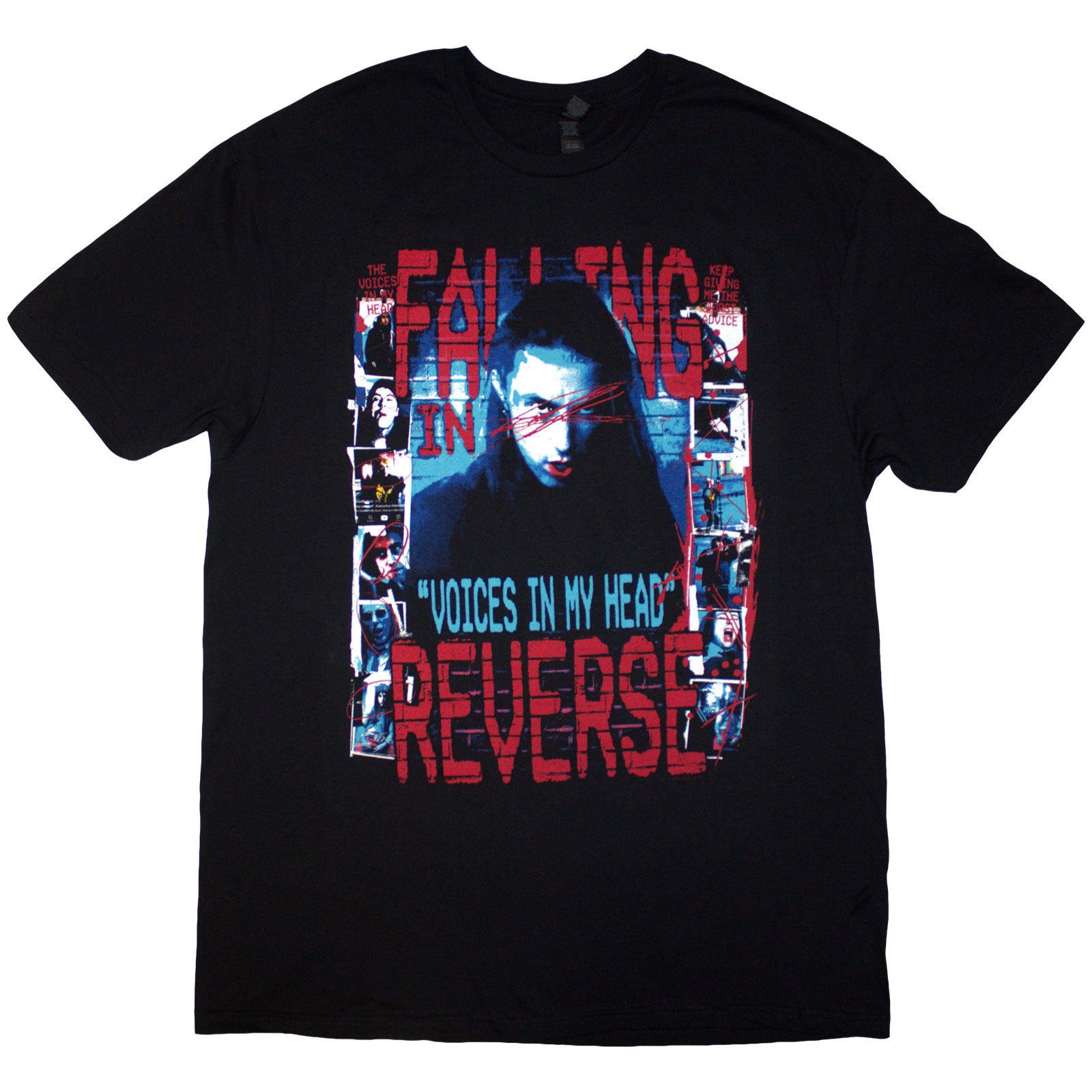 Falling In Reverse Unisex T-Shirt: Voice Collage (Black) (Back Print)