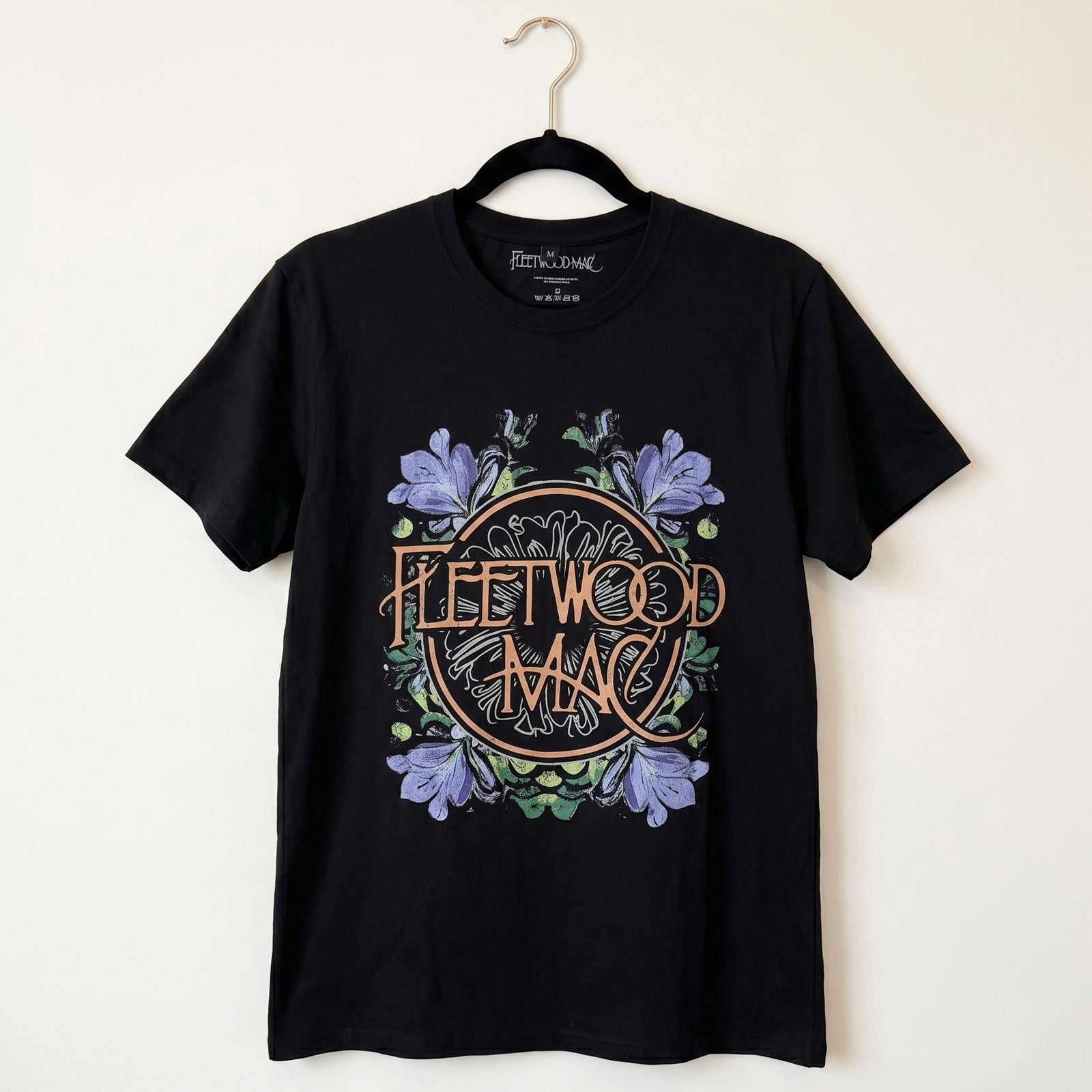 Fleetwood Mac Unisex Premium Carbon T-Shirt: Circle Floral (Black)