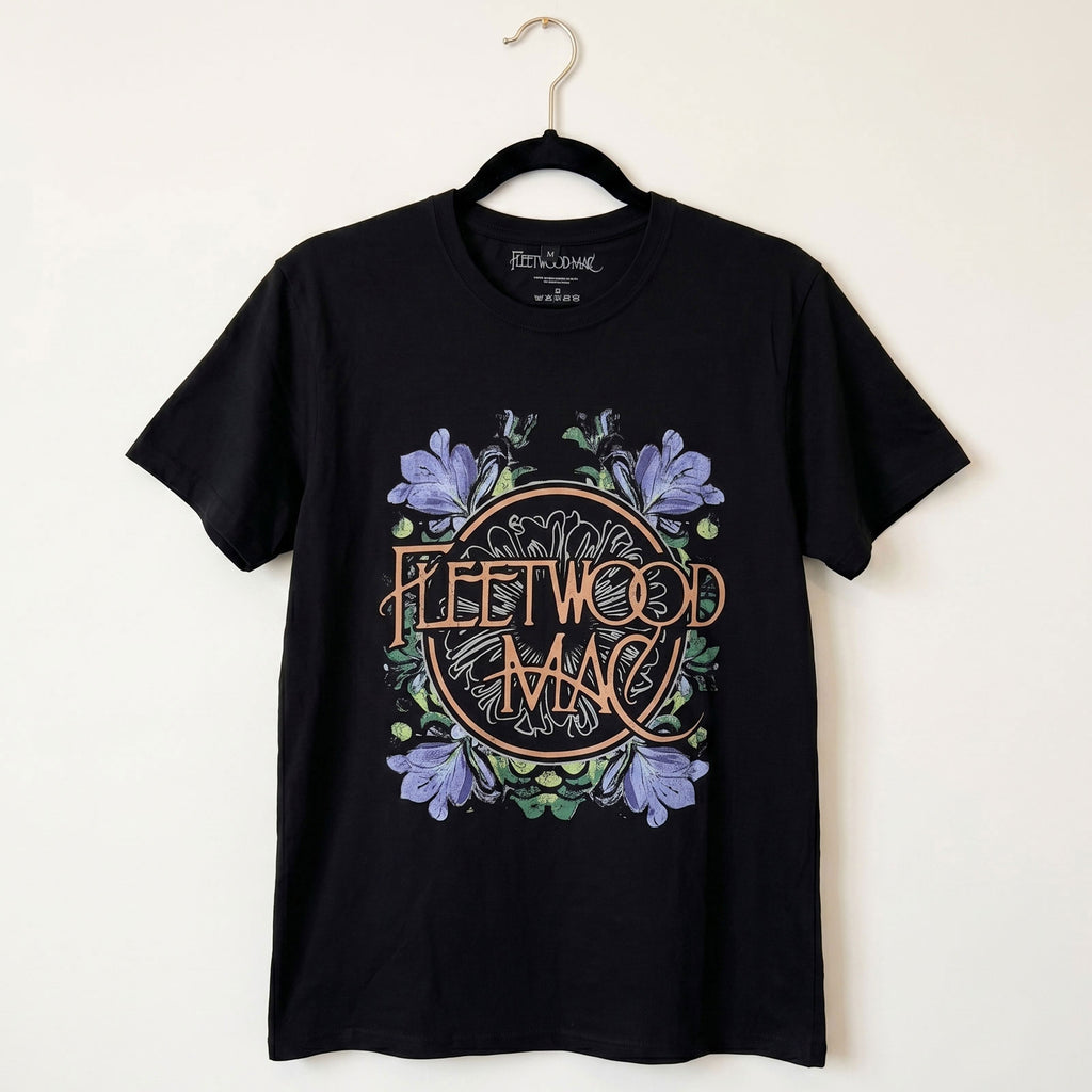 Fleetwood Mac Unisex Premium Carbon T-Shirt: Circle Floral (Black)