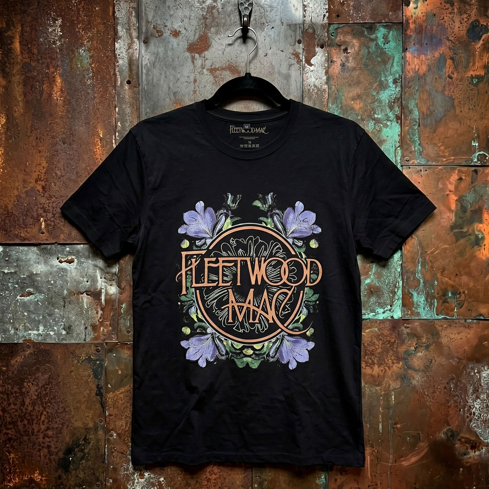 Fleetwood Mac Unisex Premium Carbon T-Shirt: Circle Floral (Black)
