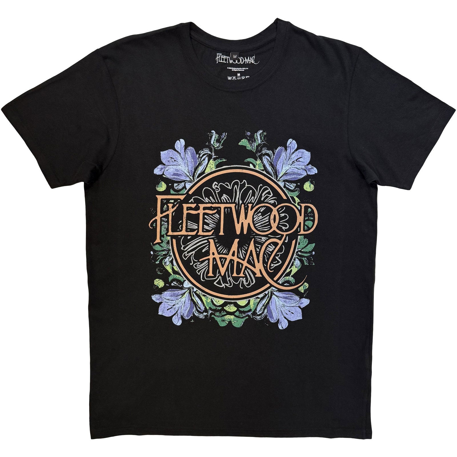 Fleetwood Mac Unisex Premium Carbon T-Shirt: Circle Floral (Black)