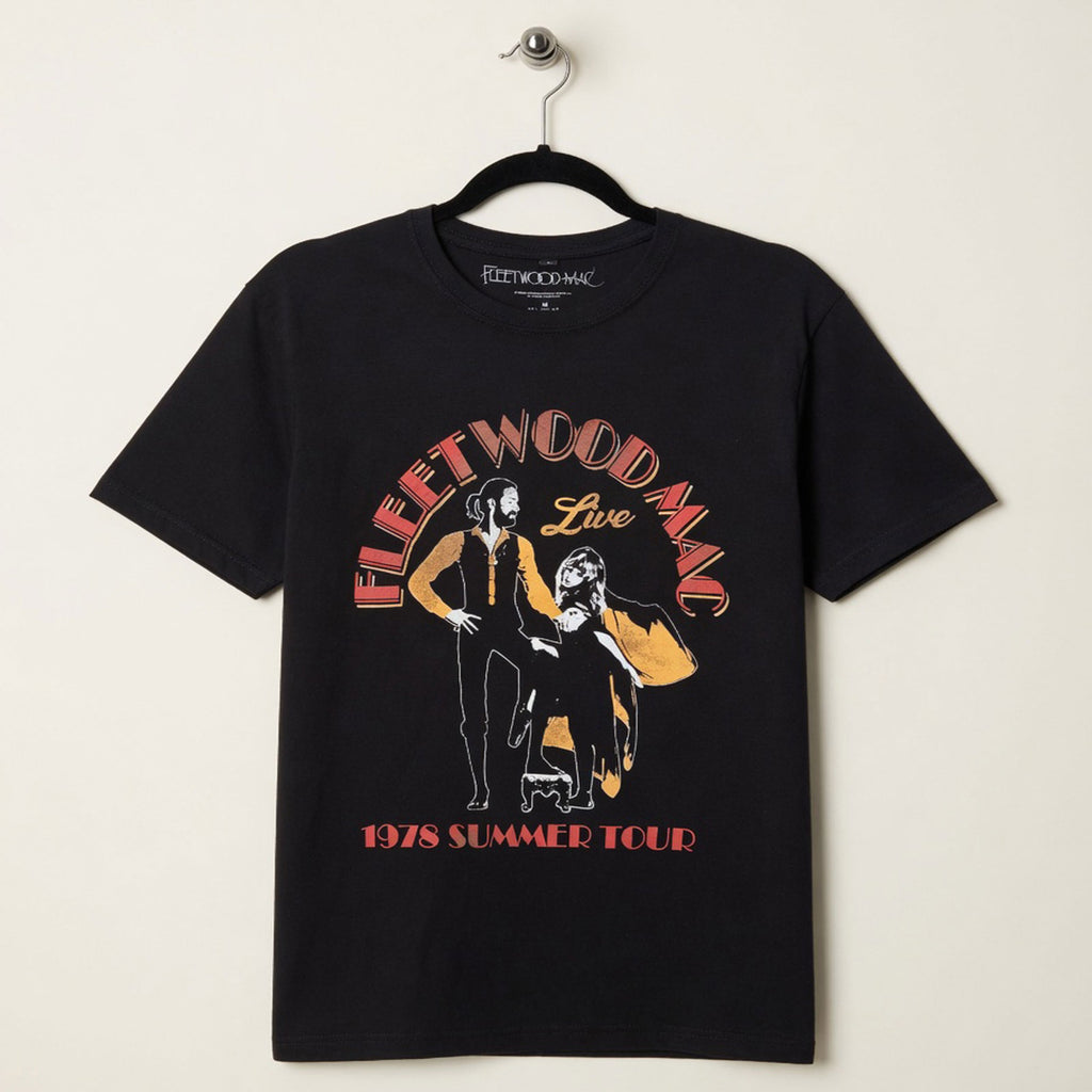 Fleetwood Mac Unisex Premium Carbon T-Shirt: Summer Tour (Black) (Back Print)
