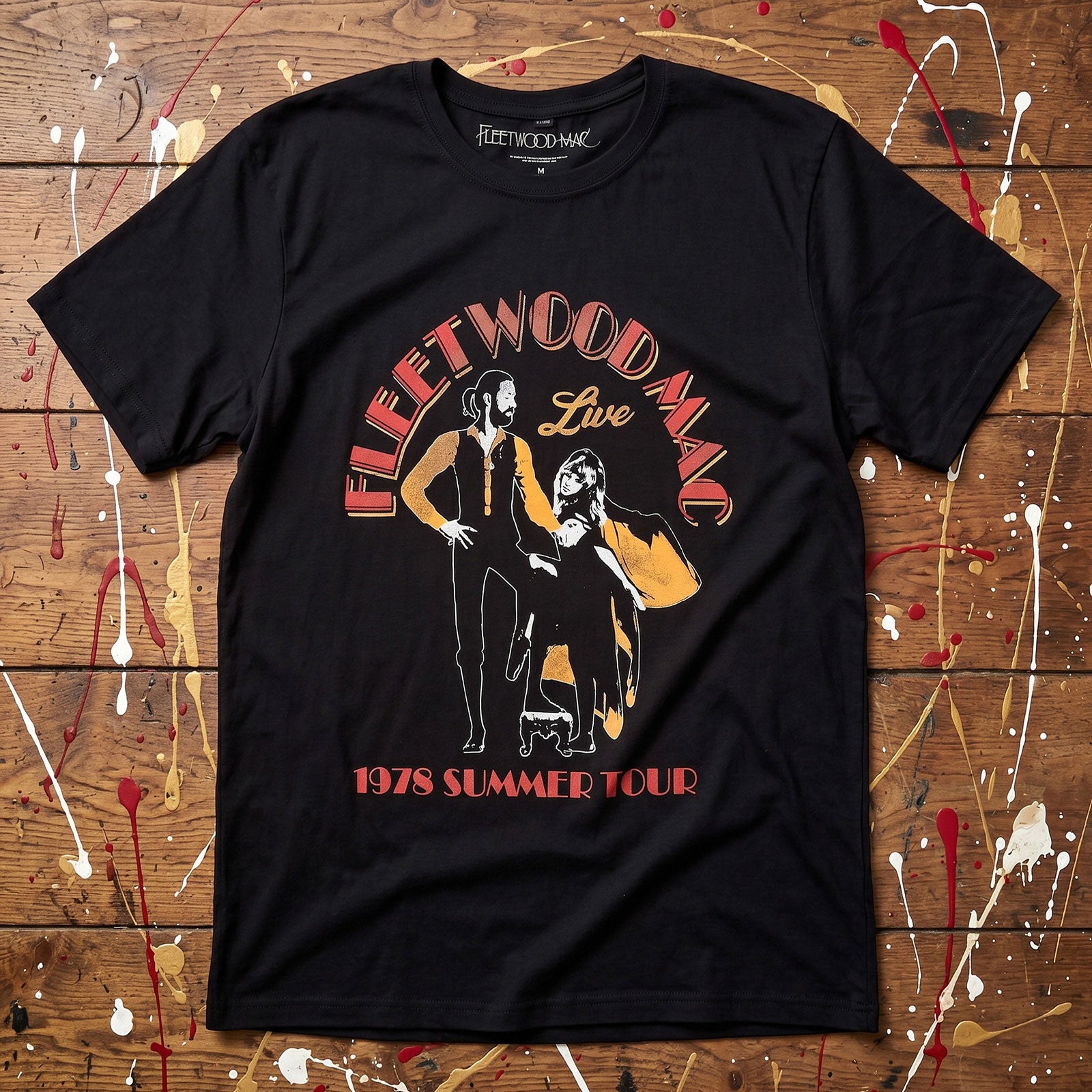 Fleetwood Mac Unisex Premium Carbon T-Shirt: Summer Tour (Black) (Back Print)