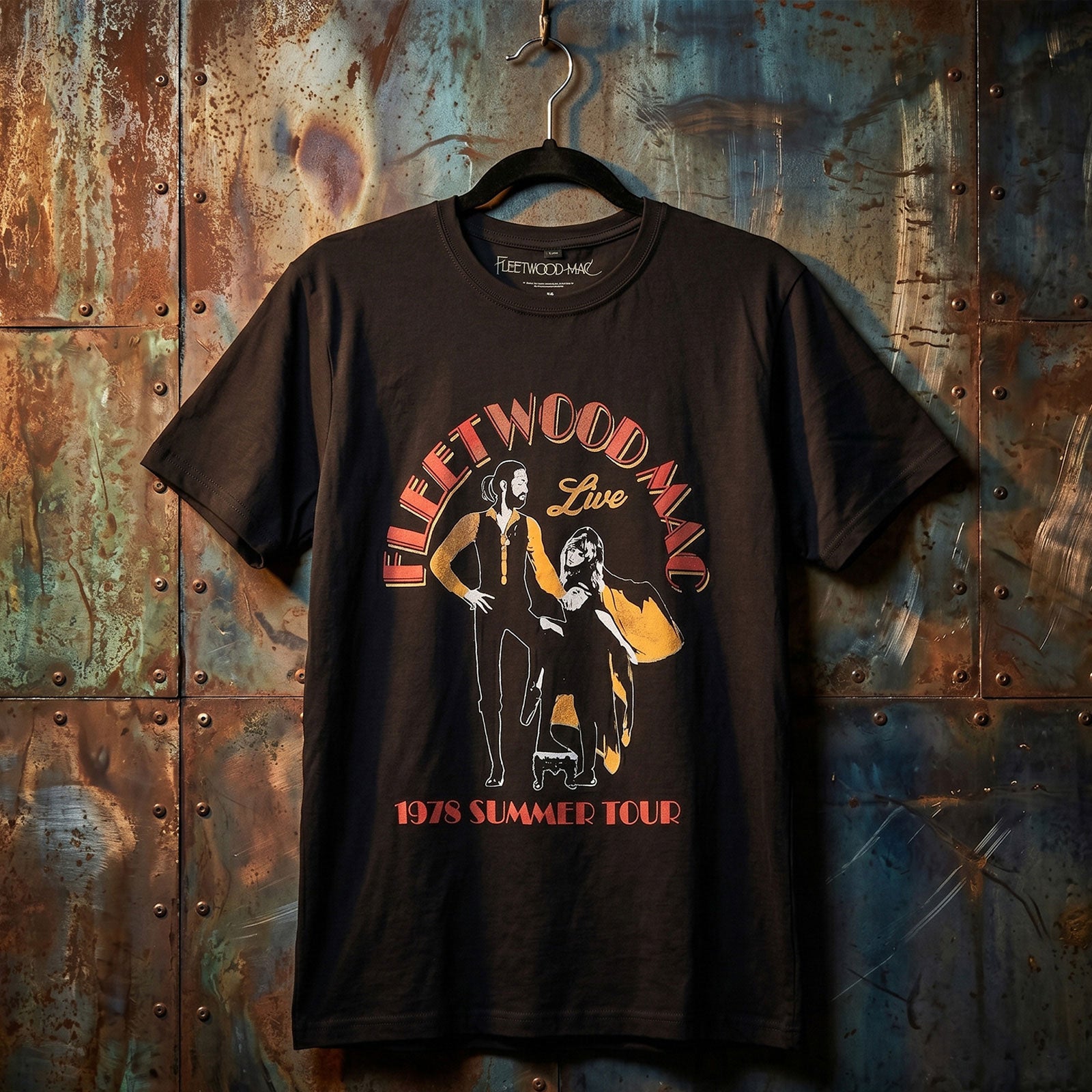 Fleetwood Mac Unisex Premium Carbon T-Shirt: Summer Tour (Black) (Back Print)