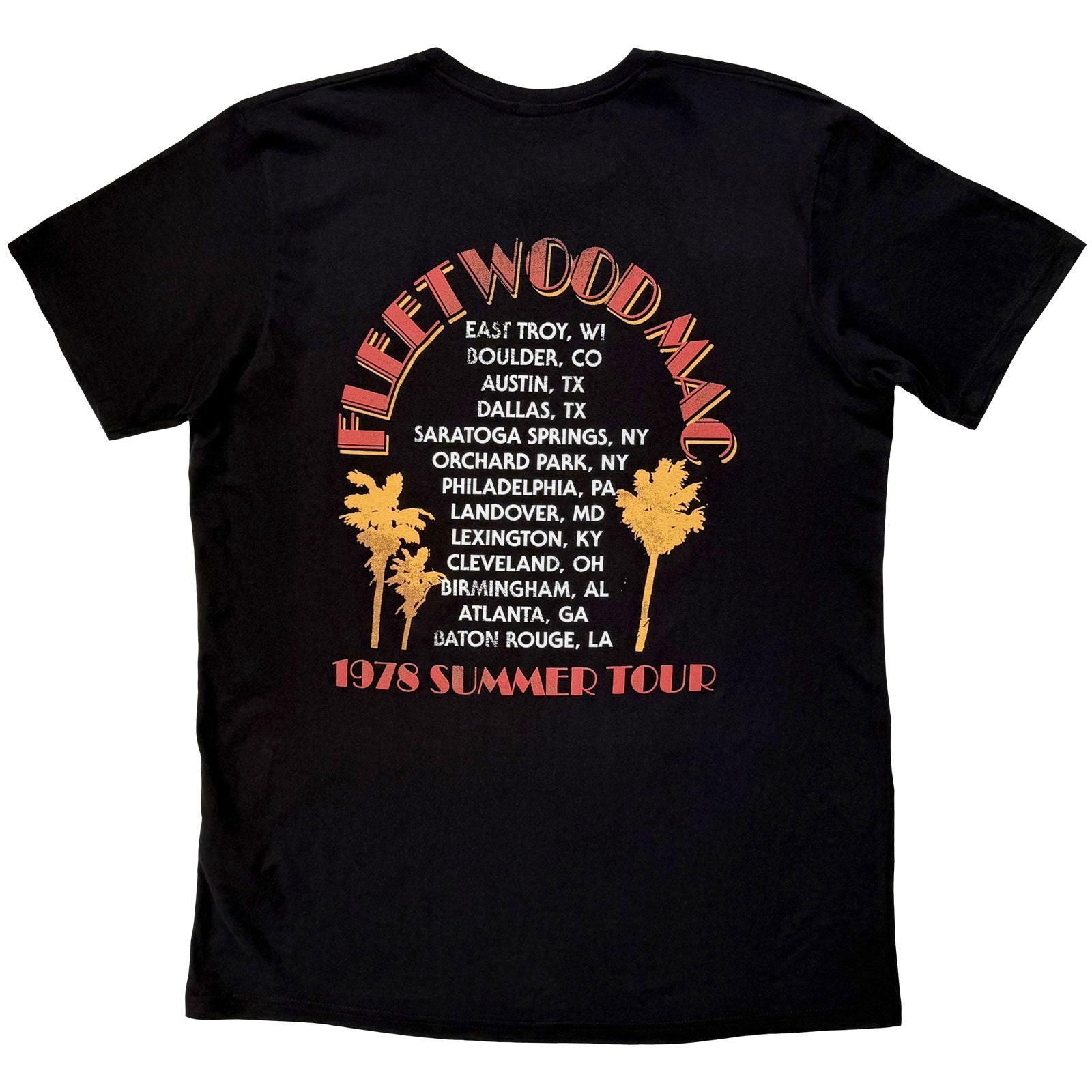 Fleetwood Mac Unisex Premium Carbon T-Shirt: Summer Tour (Black) (Back Print)