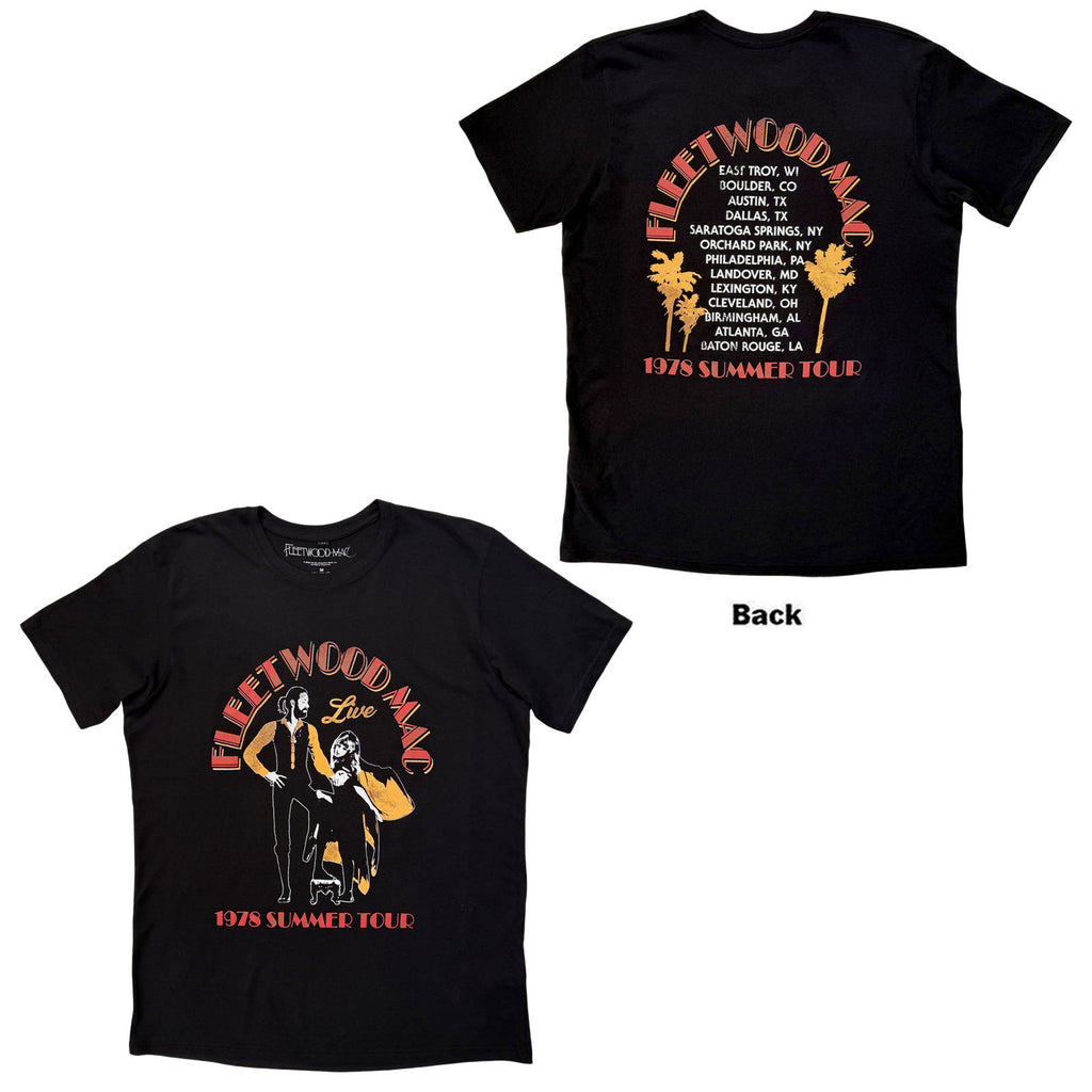 Fleetwood Mac Unisex Premium Carbon T-Shirt: Summer Tour (Black) (Back Print)