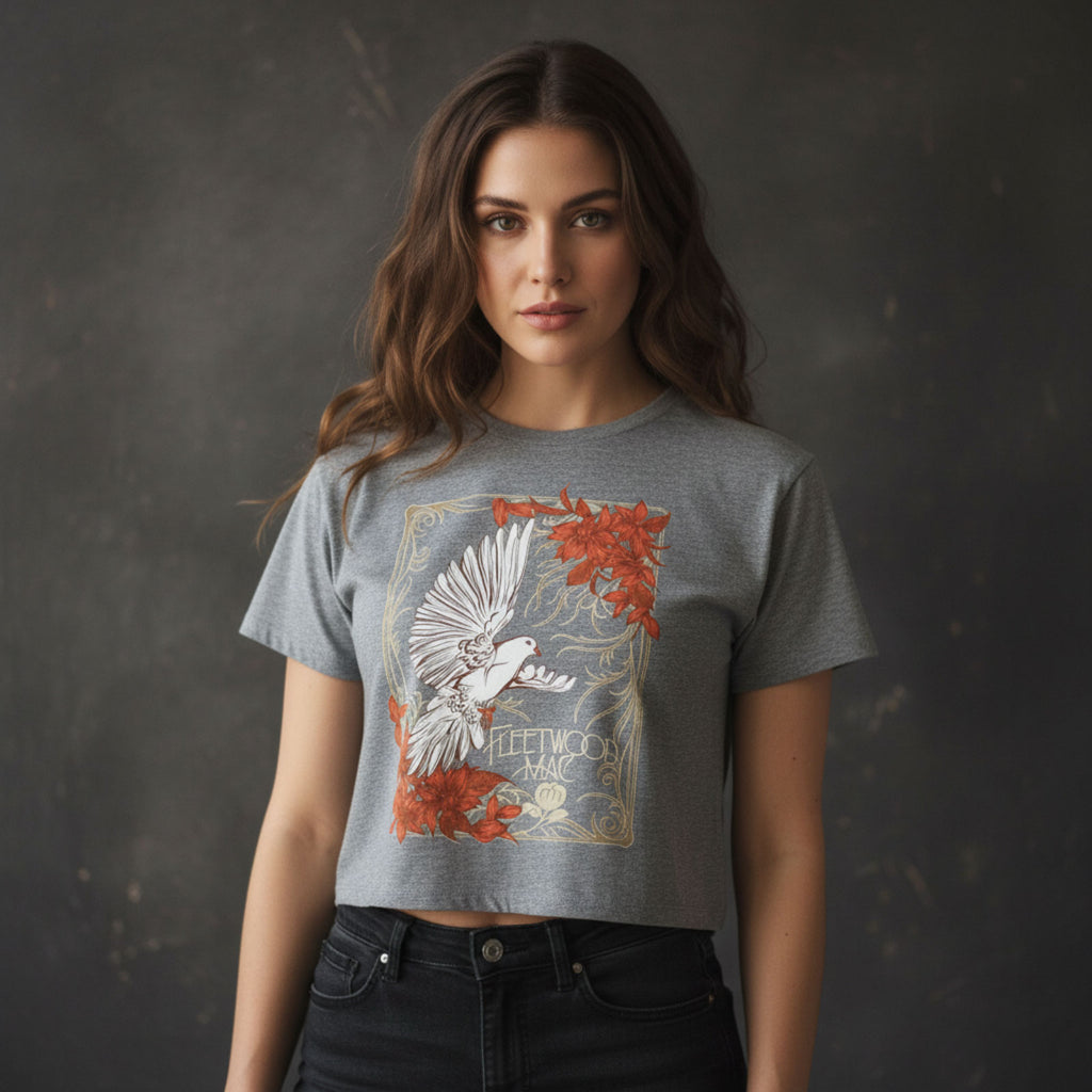 Fleetwood Mac Ladies Crop Top: Dove (Grey)