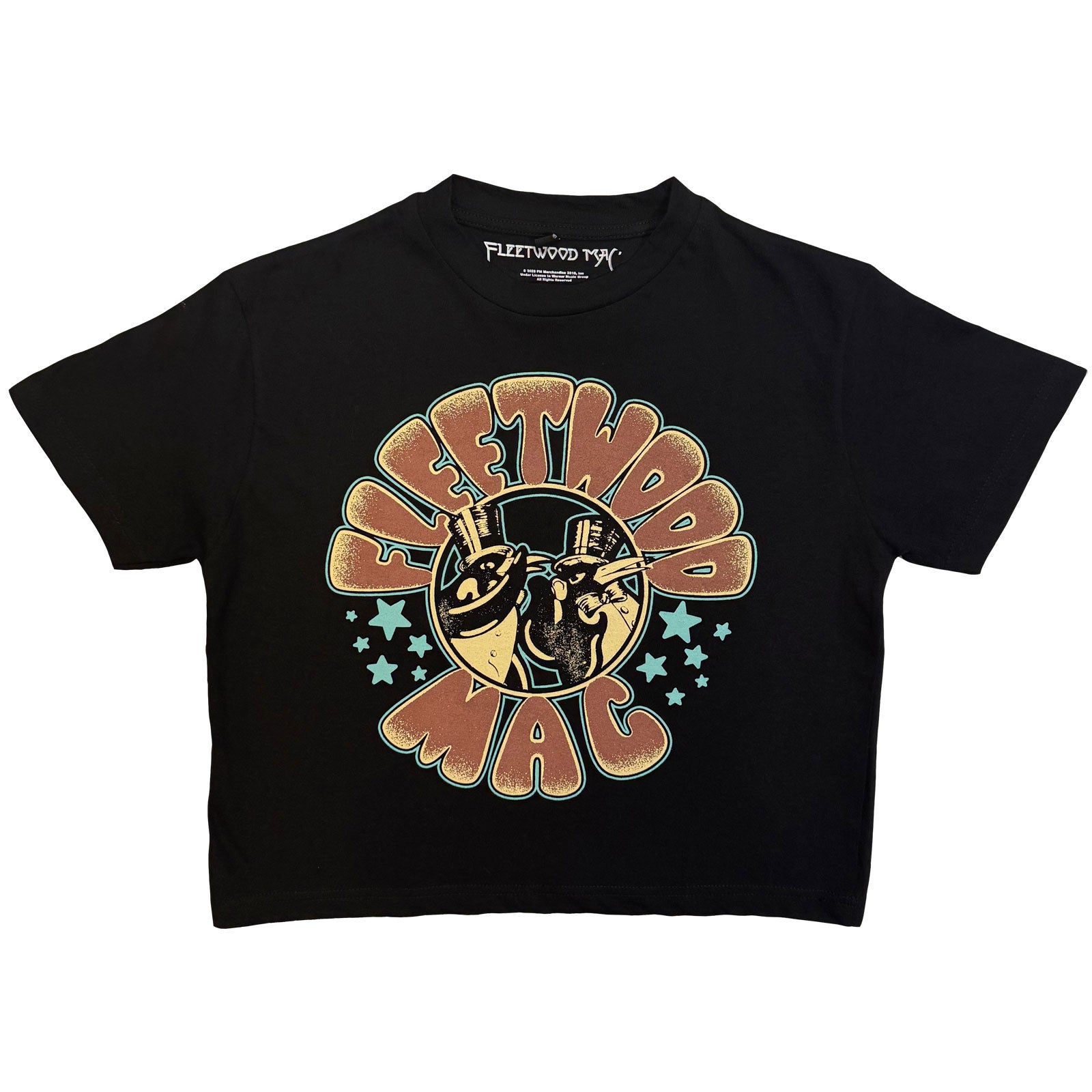 Fleetwood Mac Ladies Crop Top: Stars & Penguins (Black)