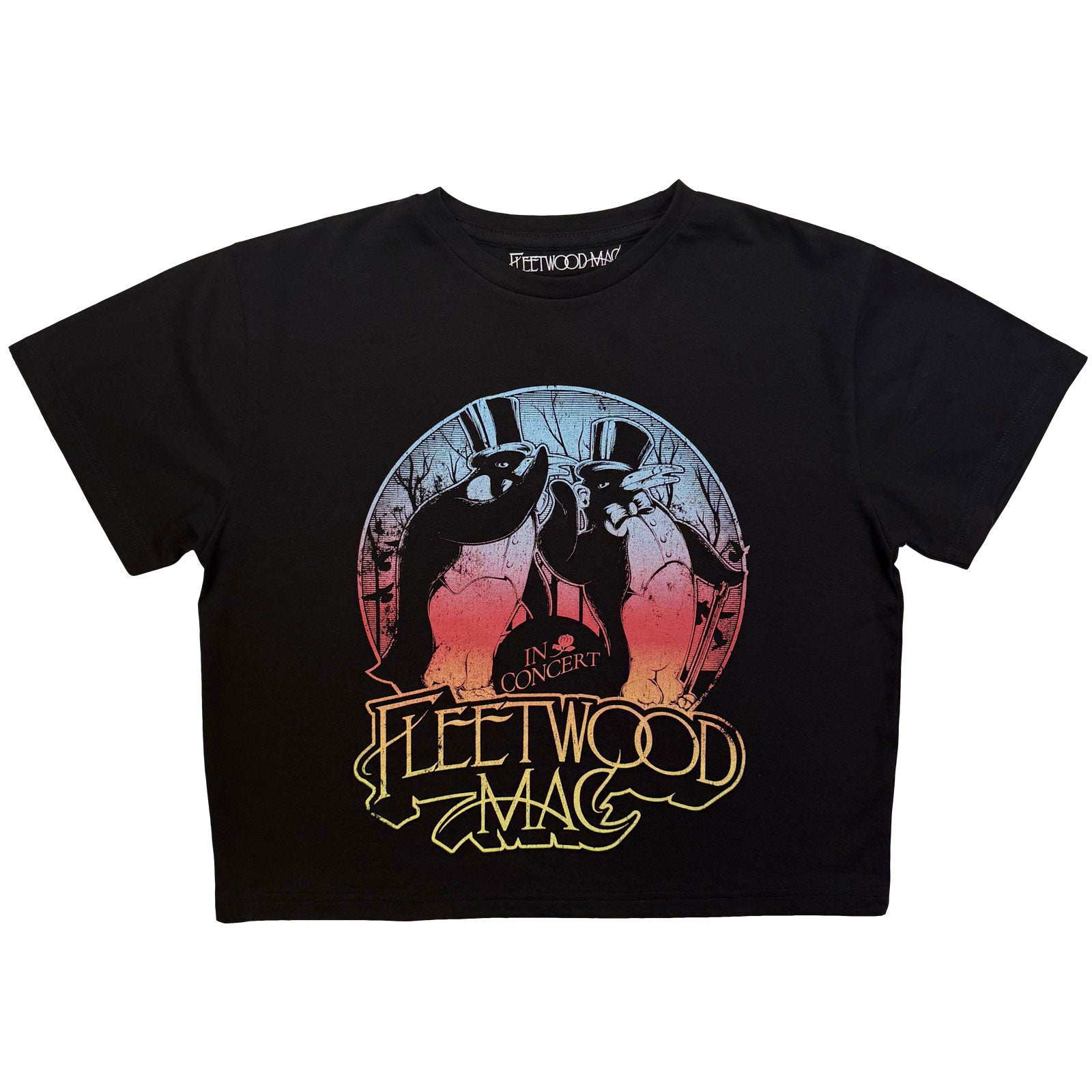 Fleetwood Mac Ladies Crop Top: Gradient Penguins (Black)
