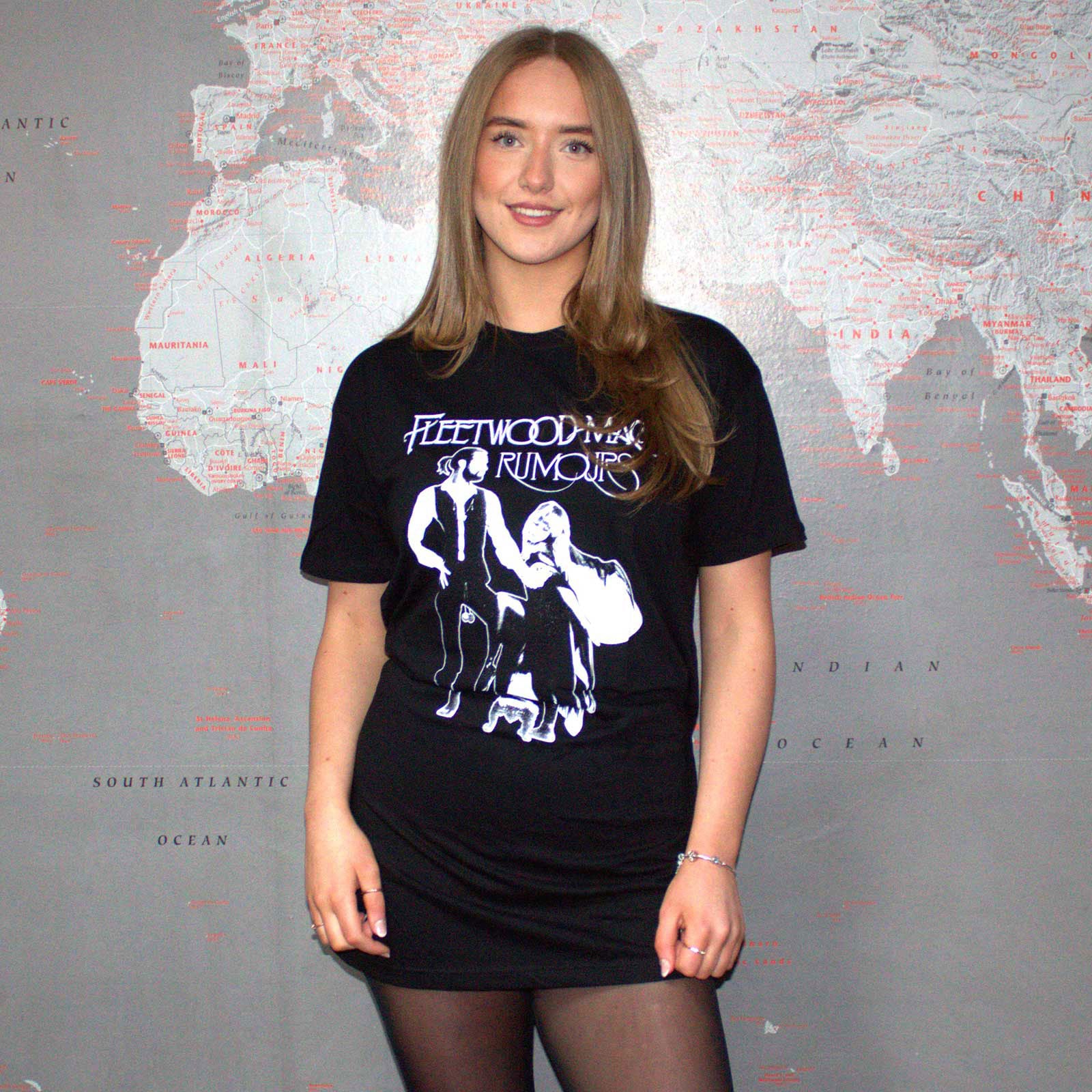 Fleetwood Mac Ladies T-Shirt Dress: Rumours (Black)