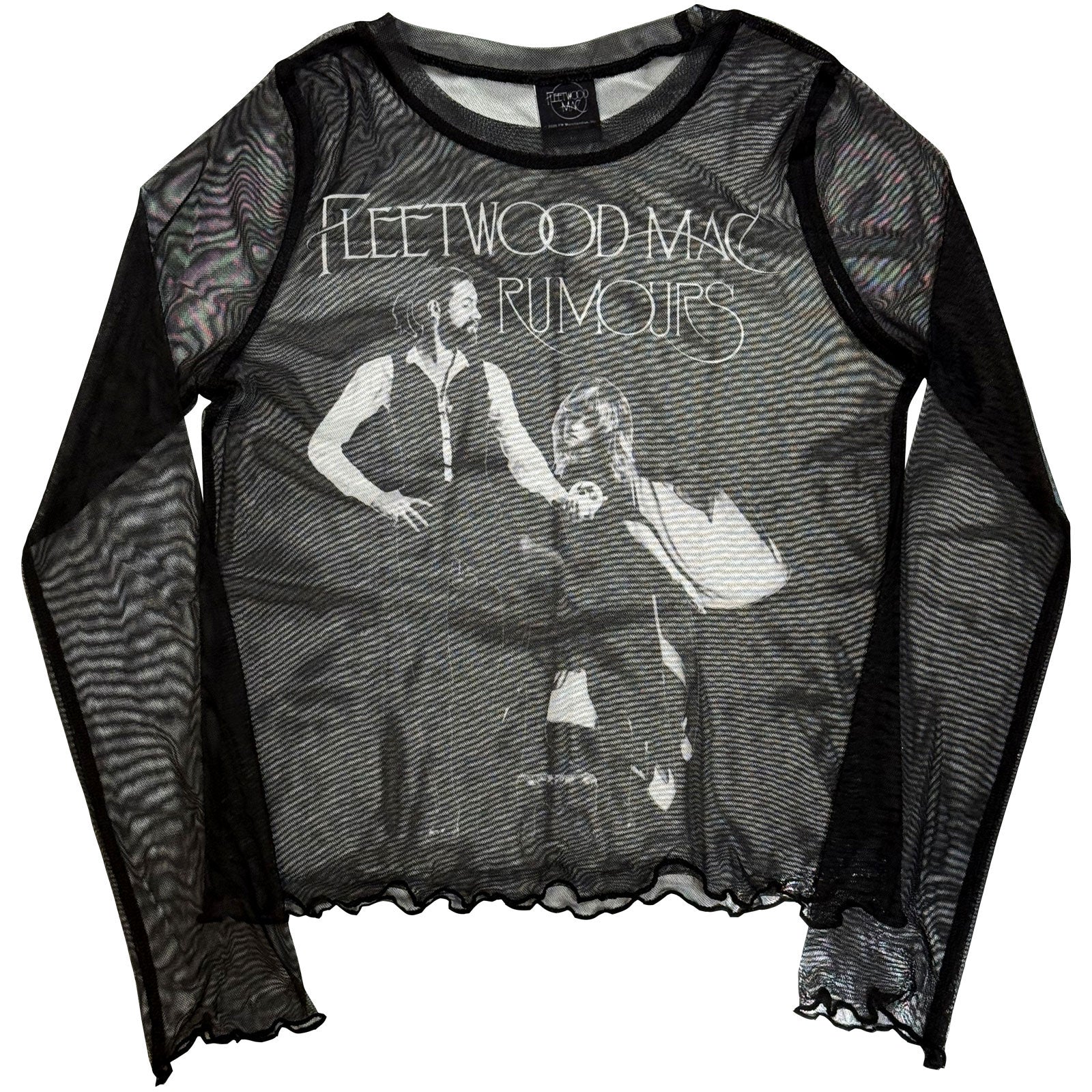 Fleetwood Mac Ladies Long Sleeve Mesh Crop Top: Rumours (Black)
