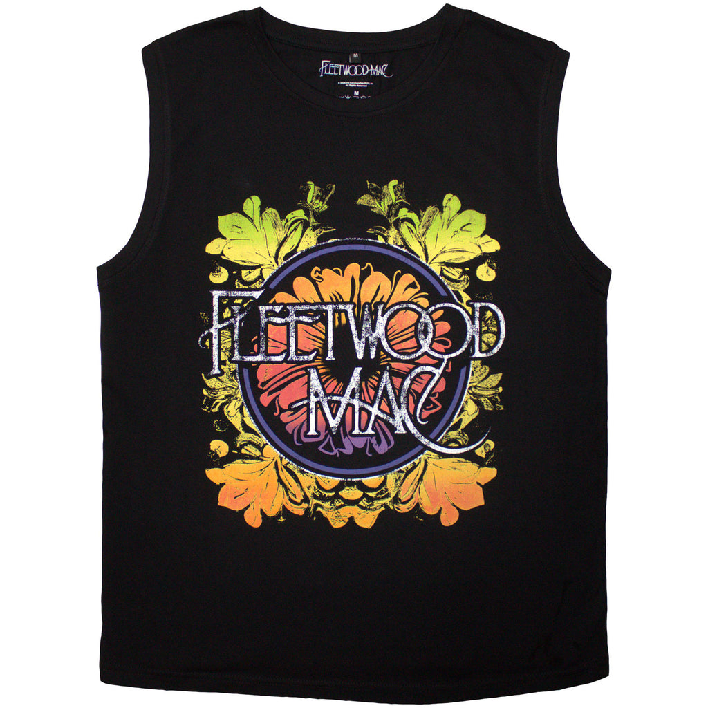 Fleetwood Mac Unisex Tank T-Shirt: Circle Floral Logo (Black)