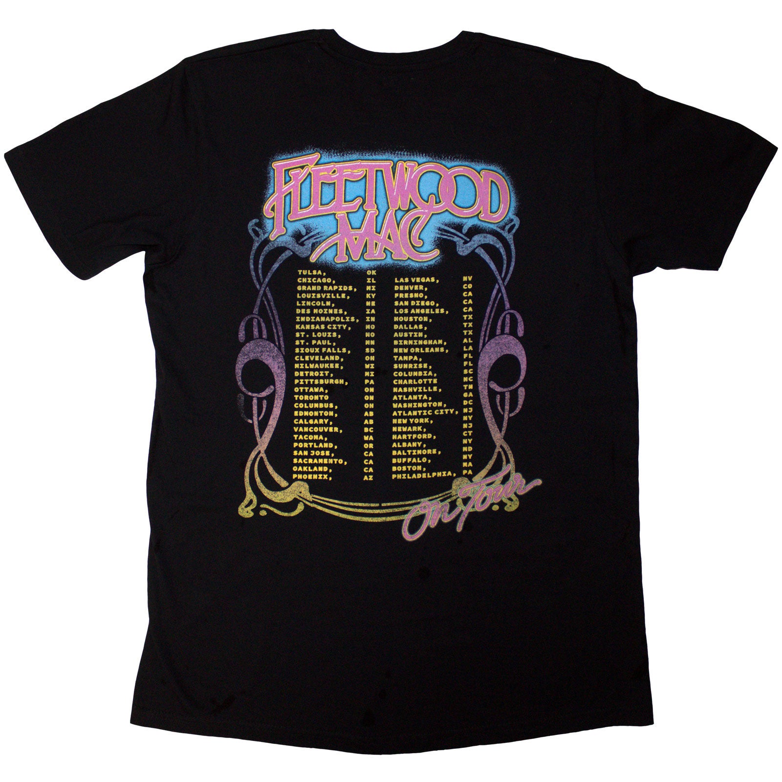 Fleetwood Mac Unisex T-Shirt: On Tour (Black) (Back Print)