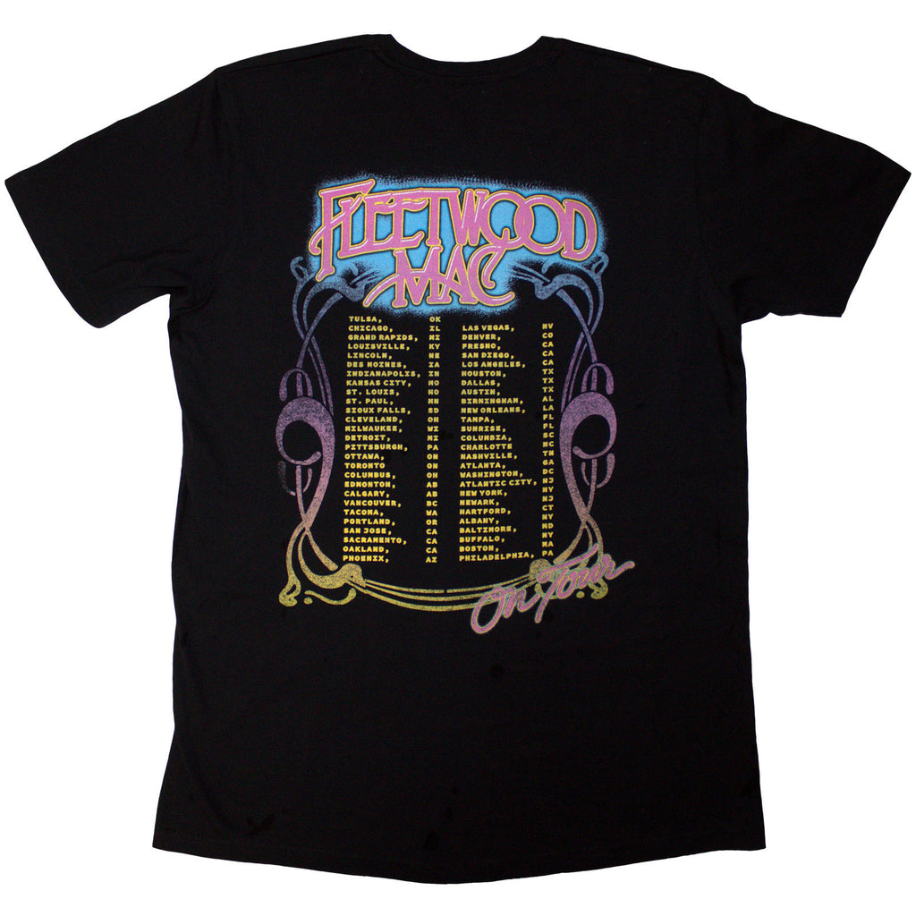 Fleetwood Mac Unisex T-Shirt: On Tour (Black) (Back Print)