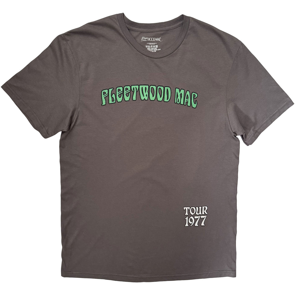 Fleetwood Mac Unisex T-Shirt: Peacock Tour '77 (Charcoal Grey) (Back Print)