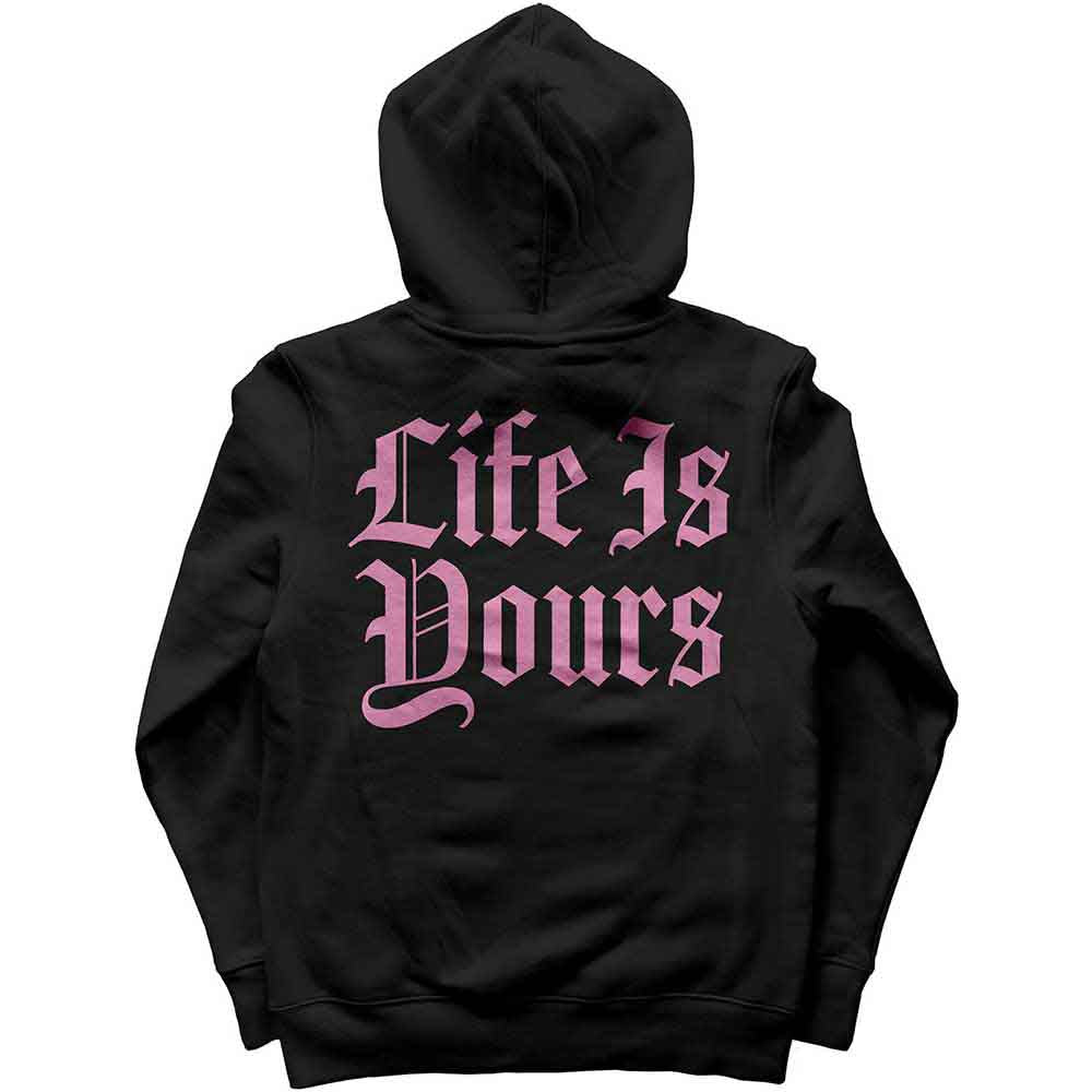 Foals Unisex Pullover Hoodie: Life Is Yours Text (Black) (Back Print)