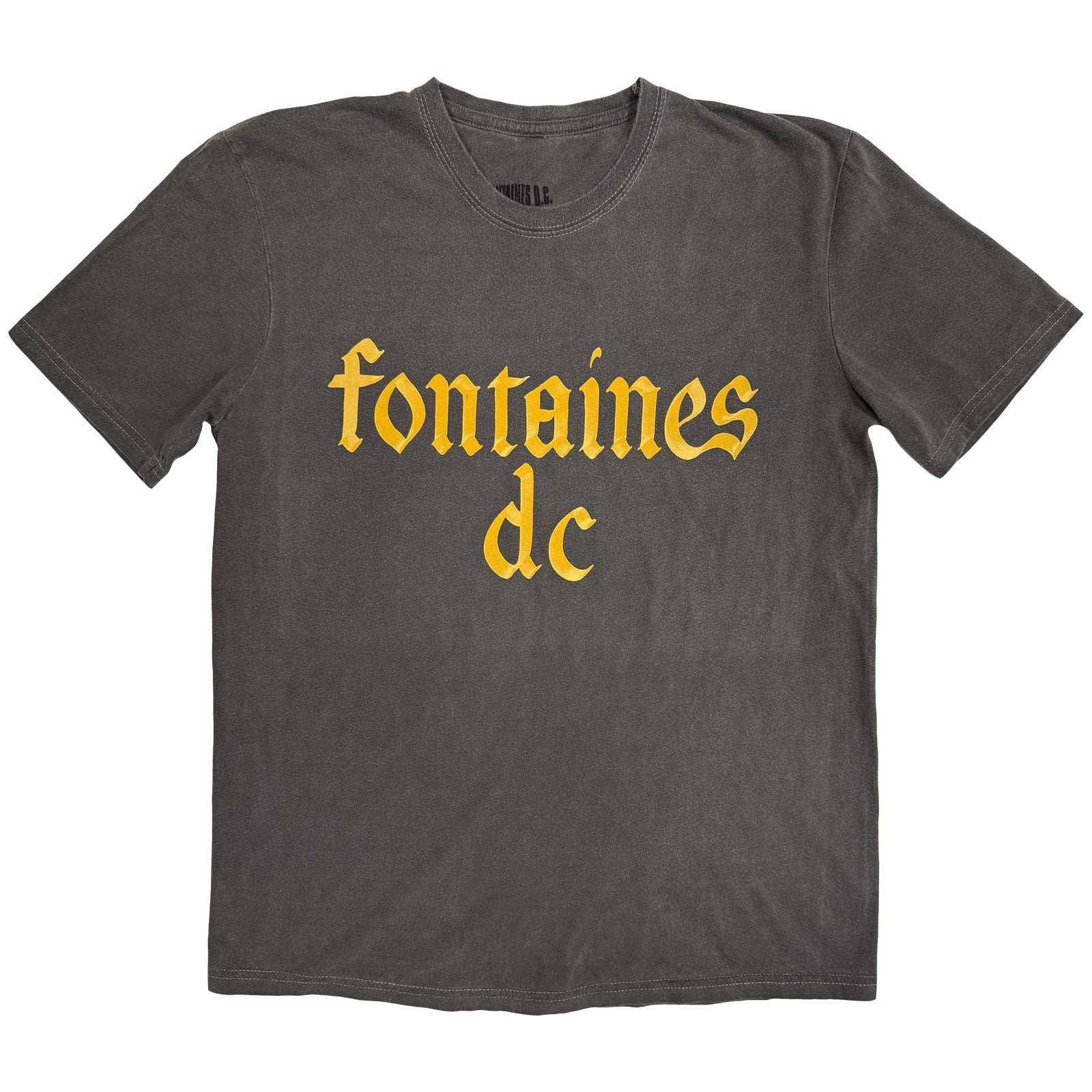 Fontaines D.C. Unisex Stone Wash T-Shirt: Gothic Logo (Charcoal Grey)