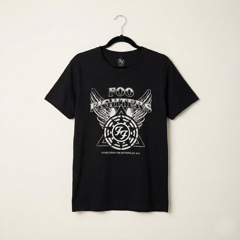 Foo Fighters Unisex Premium Carbon T-Shirt: Everything or Nothing At All Logo (Black)