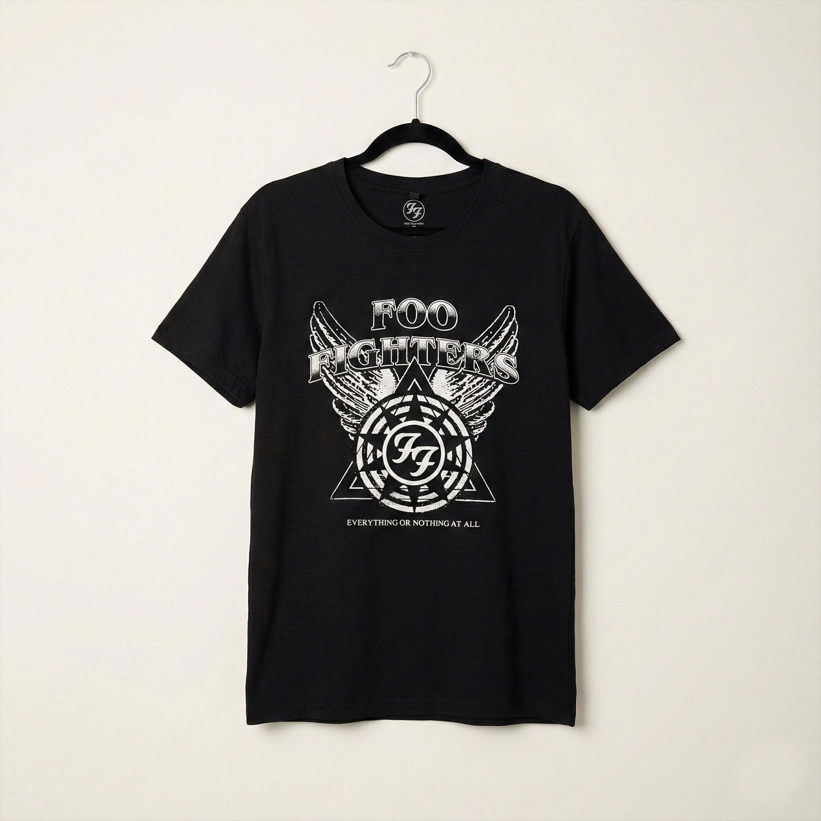 Foo Fighters Unisex Premium Carbon T-Shirt: Everything or Nothing At All Logo (Black)