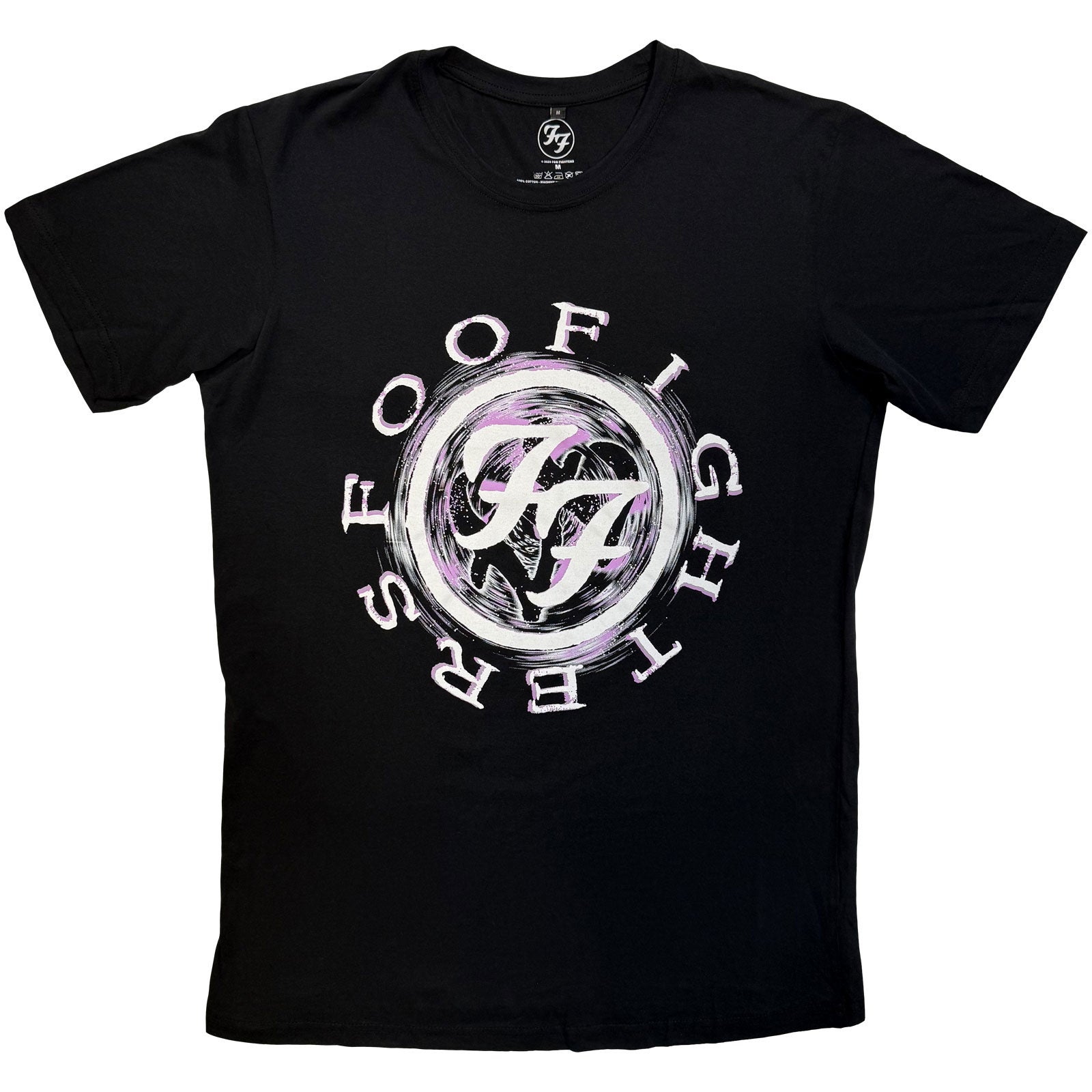 Foo Fighters Unisex Premium Carbon T-Shirt: Wheel Logo Shadow (Black)