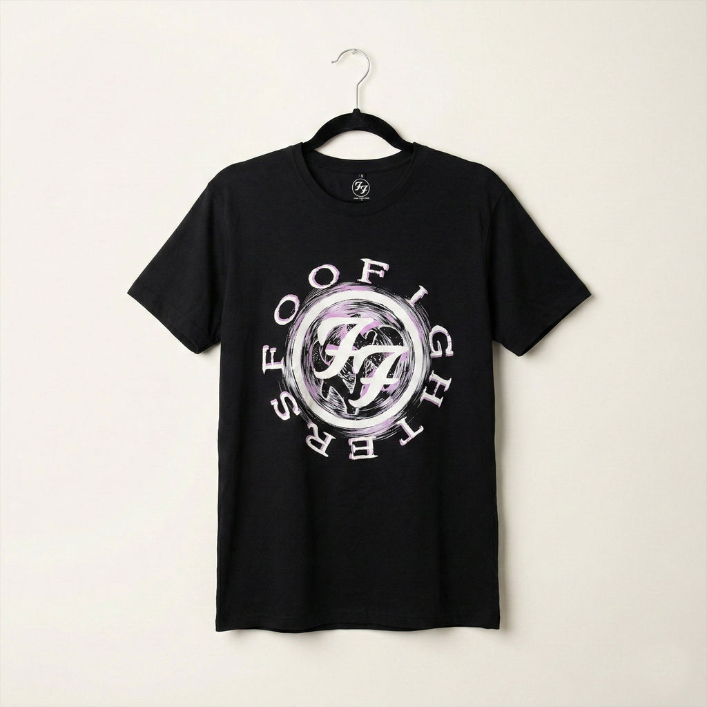 Foo Fighters Unisex Premium Carbon T-Shirt: Wheel Logo Shadow (Black)