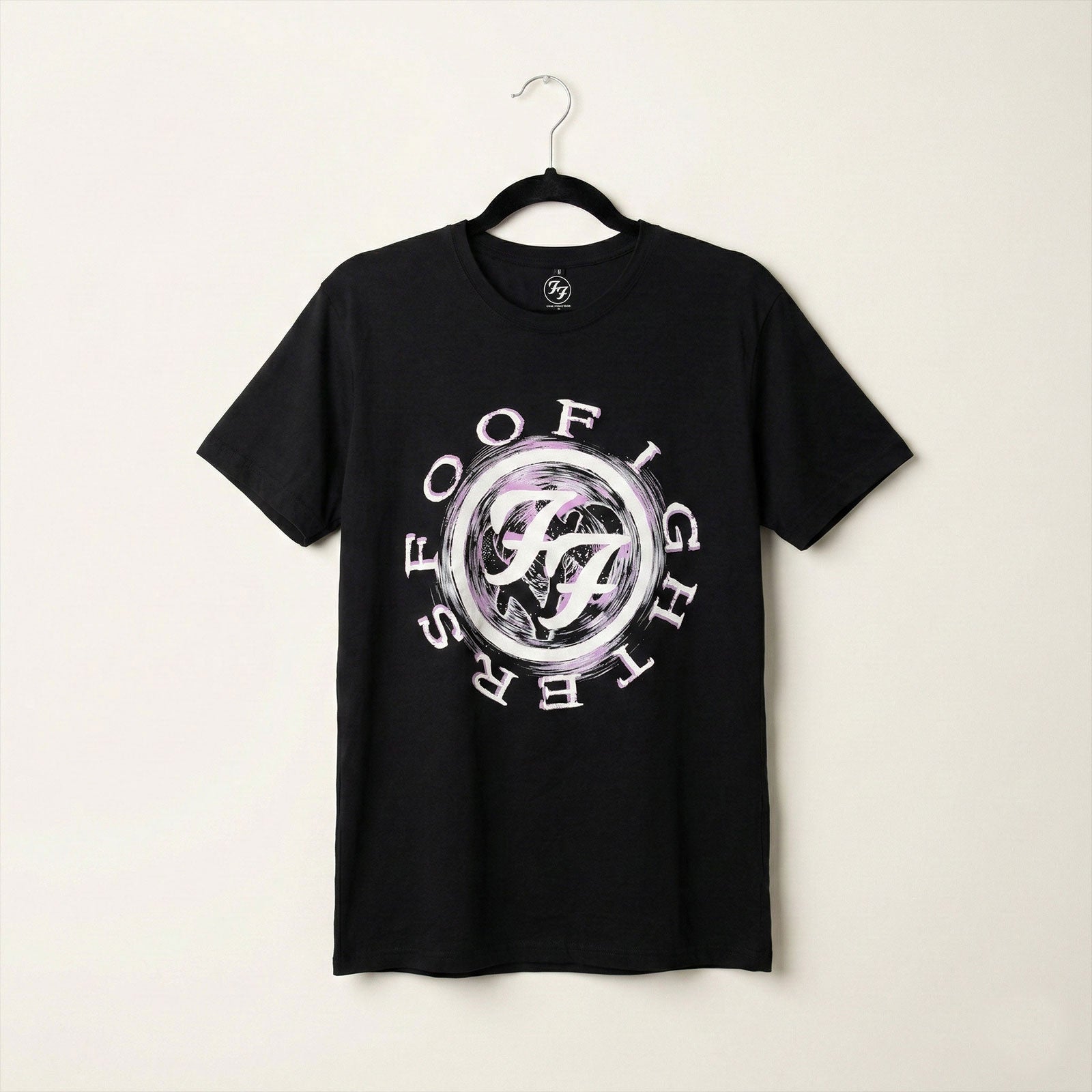 Foo Fighters Unisex Premium Carbon T-Shirt: Wheel Logo Shadow (Black)